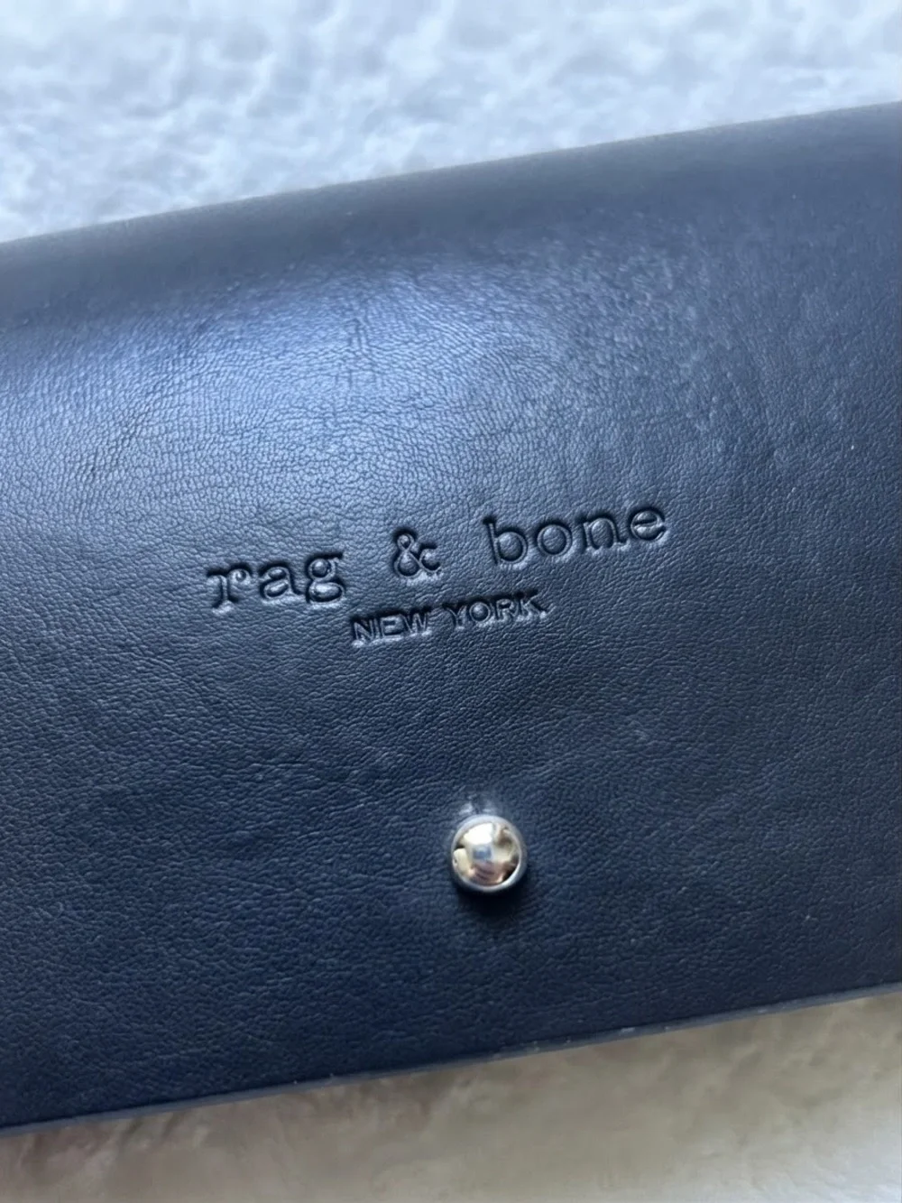 rag & bone Black Leather Snap-Closure Eyeglass Case